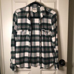 American Eagle Ahh-Mazingly Soft Classic Fit green/burgundy/white flannel size L